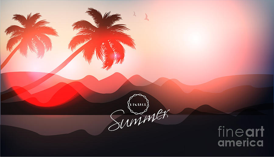 Sunrise Digital Art - Paradise Island-palm Tree Sunset by Alessandram Sunrise Digital Art - Paradise Island-palm Tree Sunset by Alessandram