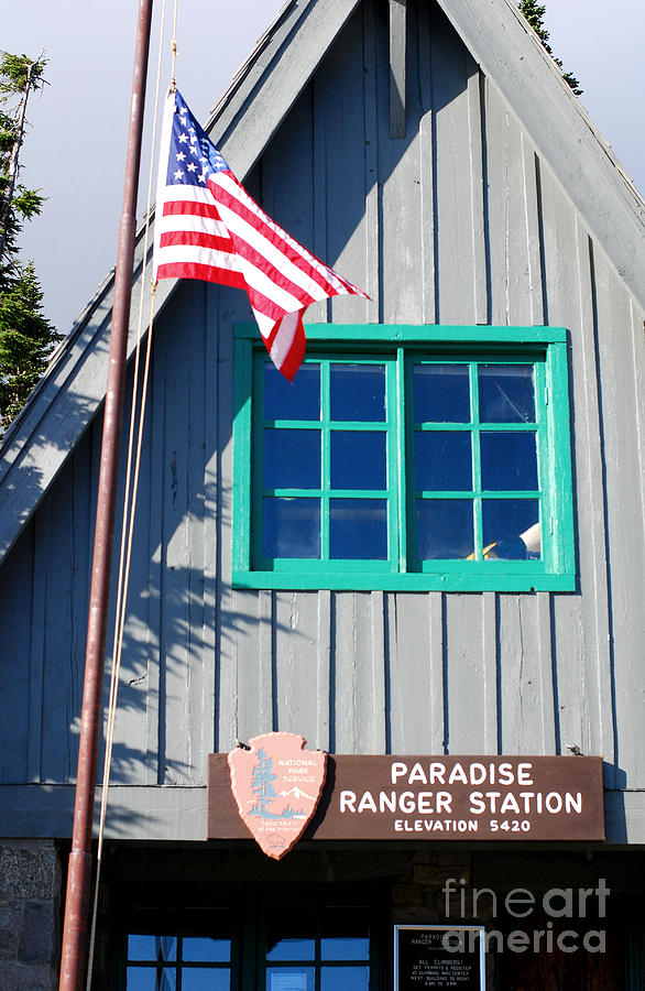 Paradise Ranger Station. Mt. Rainier National Park Honoring the Memory of Neil Armstrong Photograph by Connie Fox