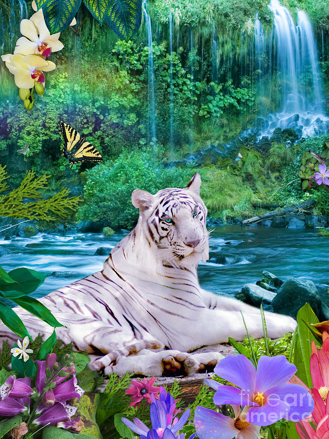 Paradise Tiger Digital Art by MGL Meiklejohn Graphics Licensing