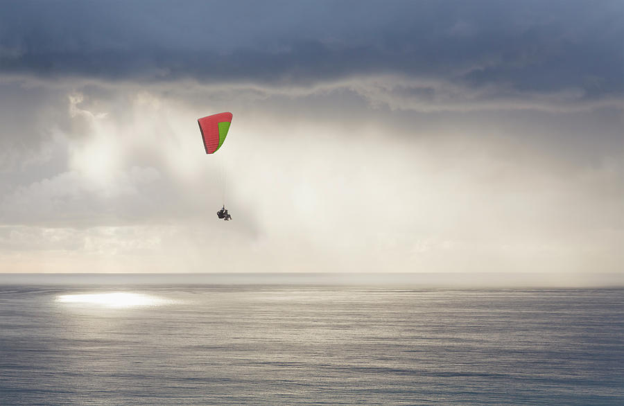 Paraglider Over Pacific Ocean Photograph by David Madison