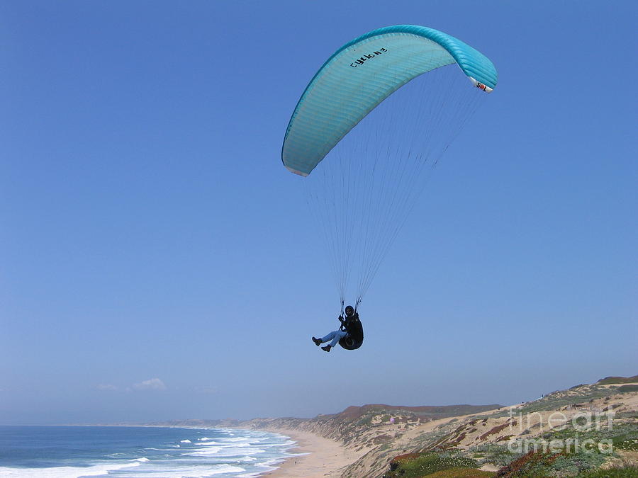 Paraglider Over Sand City Photograph by James B Toy
