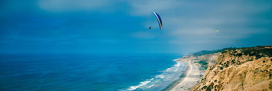 Nature Photograph - Paragliders Over The Coast, La Jolla by Panoramic Images