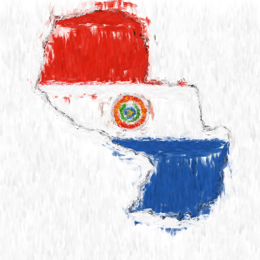 Paraguay Painted Flag Map Painting by Antony McAulay