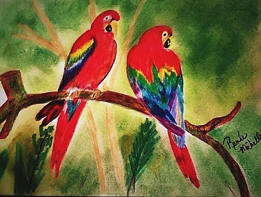 Parakeet Pastel - Parakeets in Paradise by Renee Michelle Wenker