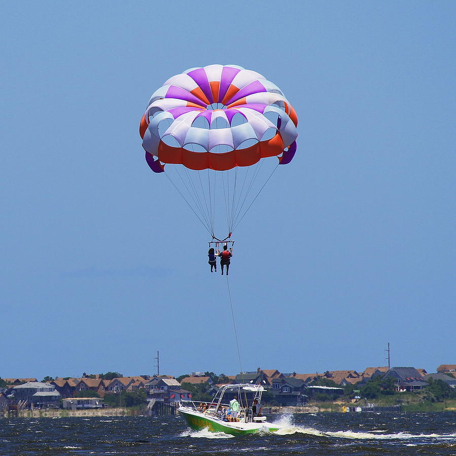 Boat Photograph - Parasailing at Roanoke 2 by Cathy Lindsey