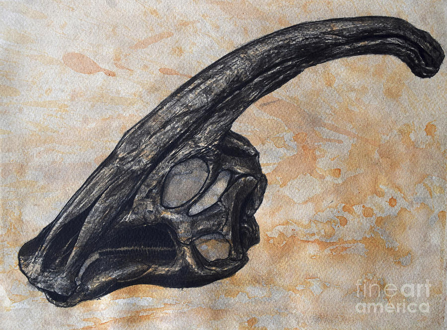 Parasaurolophus Walkerii Dinosaur Skull Digital Art by Harm Plat