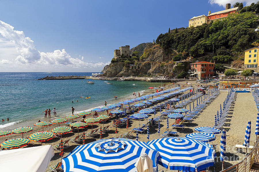 Cinque Terre National Park Photograph - Parasols and Lounge Chairs by George Oze
