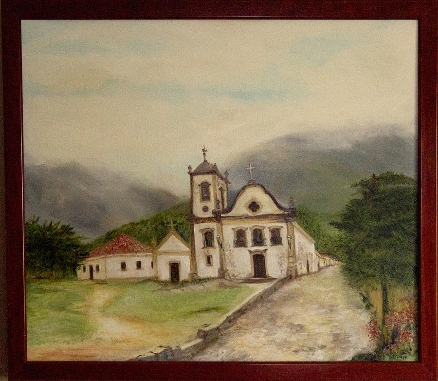 Paraty church  Painting by Kathy Knopp