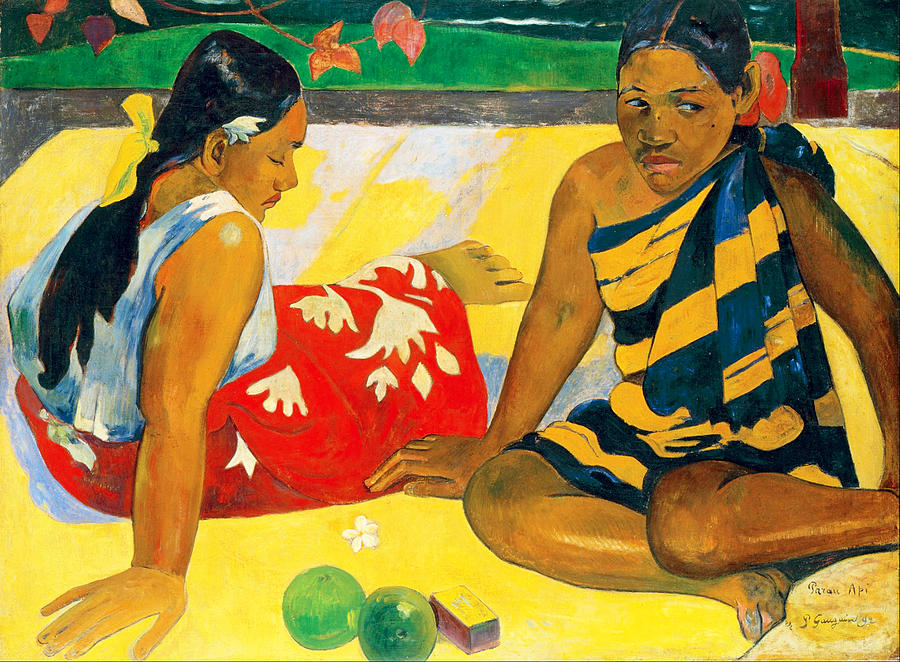 Paul Gauguin Painting - Parau Api. What News by Paul Gauguin