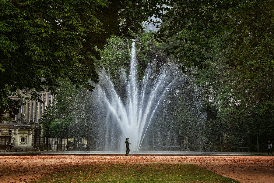 Tree Photograph - Parc de Bruxelles Fountain by Joan Carroll
