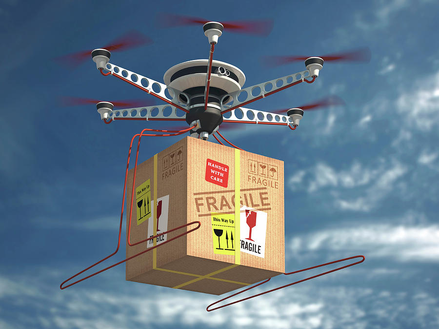 Parcel Delivered By Drone Photograph by Ktsdesign