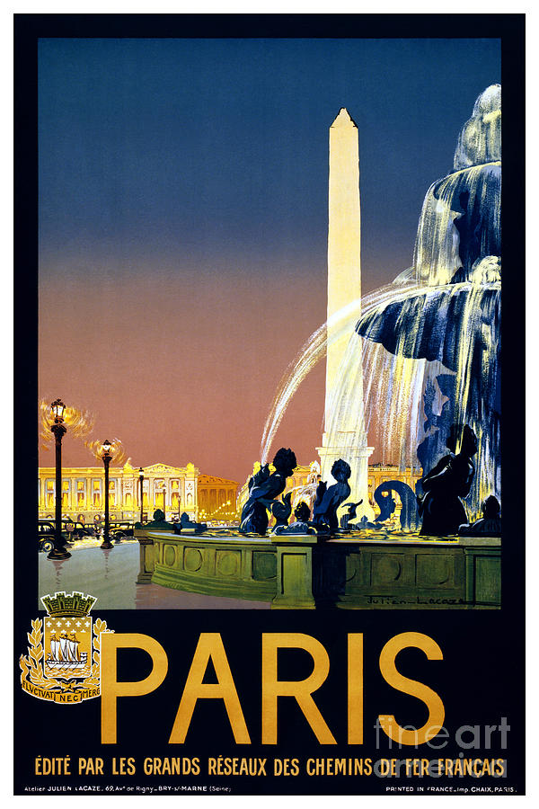 Paris - travel poster for French railway networks - 1930 Painting by ...