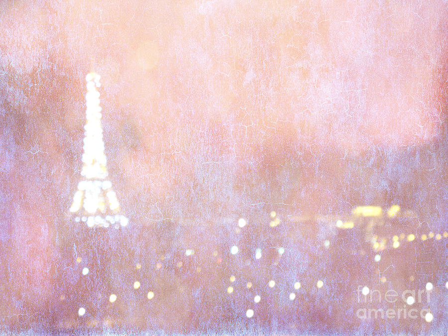 Paris Abstract Eiffel Tower Art - Dreamy Surreal Paris Pink Eiffel Tower Abstract Bokeh Lights Photograph by Kathy Fornal