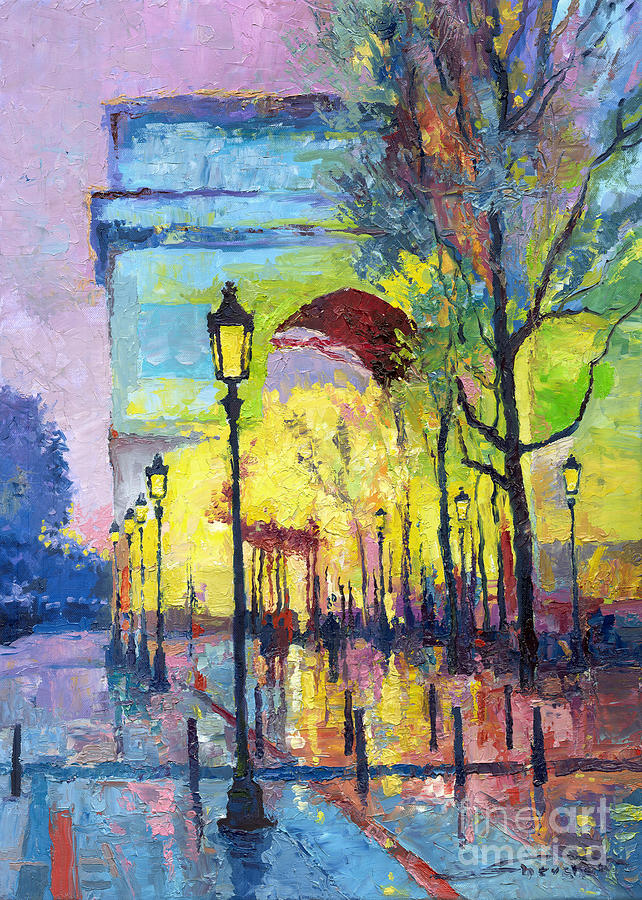 Paris Painting - Paris Arc de Triomphie  by Yuriy Shevchuk