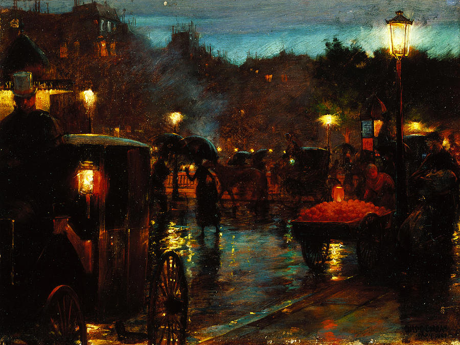 Charles Courtney Curran Painting - Paris at Night by Charles Courtney Curran