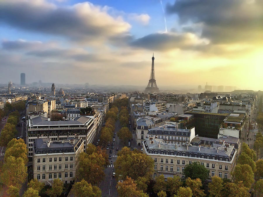 Paris At Sunset From The Arc De Triumph Photograph by L. Toshio Kishiyama