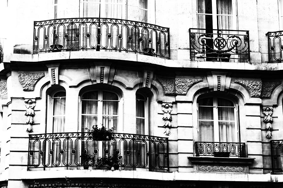Paris Balconies in black and white Photograph by Georgia Clare