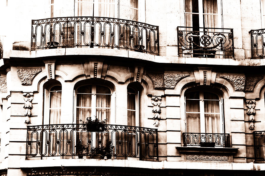Paris Balconies Toned Photograph by Georgia Clare