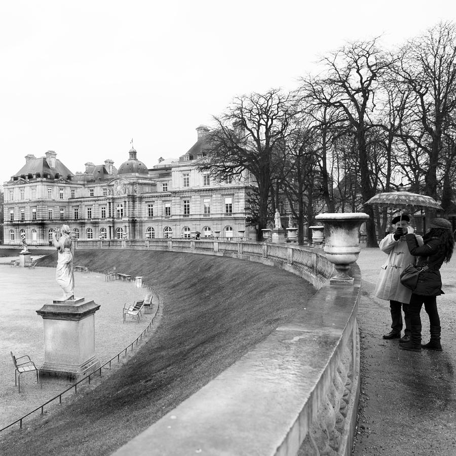 Paris Black and White Luxembourg in the Rain Photograph by Evie Carrier