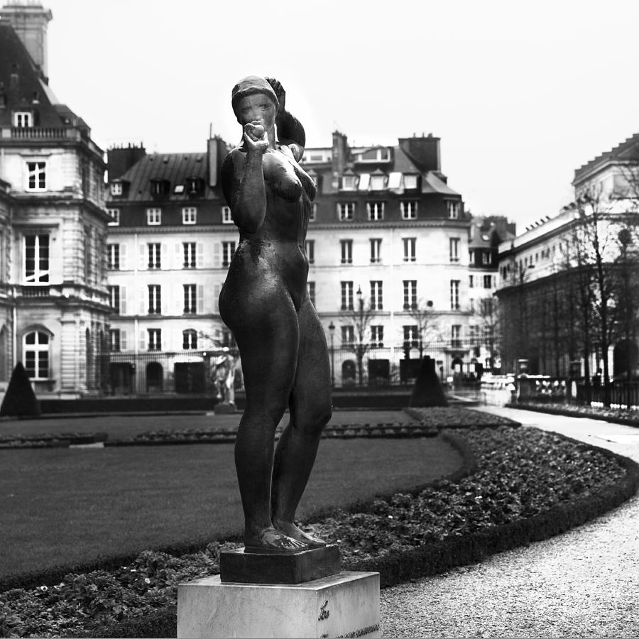 Paris Black and White Statue in Luxembourg Garden Photograph by Evie Carrier