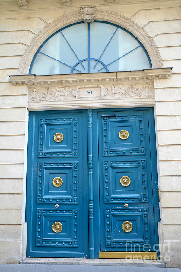 Paris Blue Door - Blue Aqua Romantic Doors of Paris  - Parisian Doors and Architecture  Photograph by Kathy Fornal