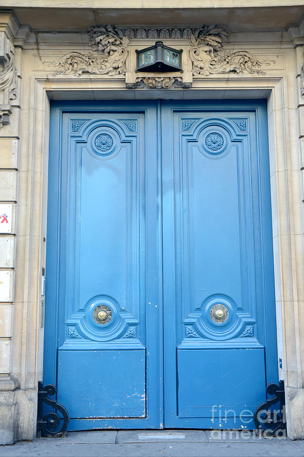 Paris Blue Doors No. 15  - Paris Romantic Blue Doors - Paris Dreamy Blue Doors - Parisian Blue Doors Photograph by Kathy Fornal