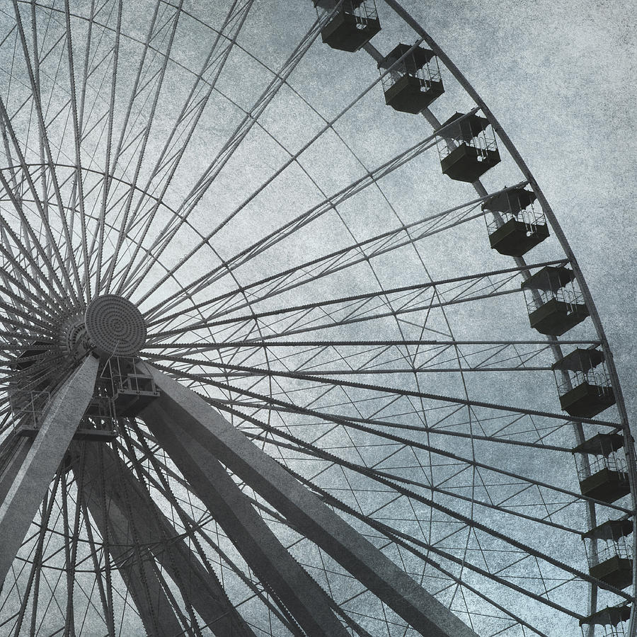Paris Blue Ferris Wheel Photograph