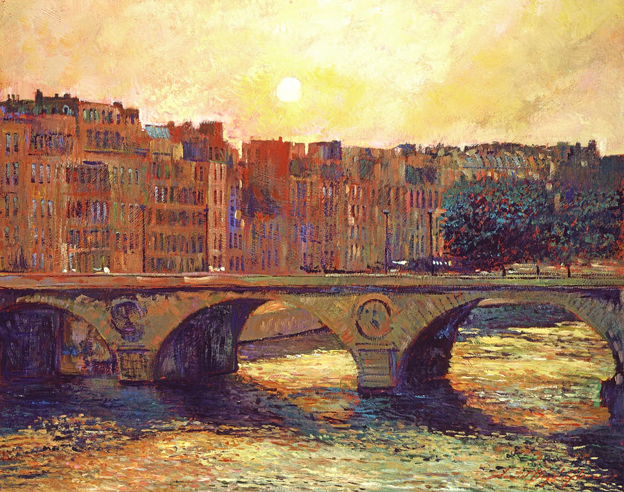 Cityscapes Painting - Paris Bridge Over The Seine by David Lloyd Glover Cityscapes Painting - Paris Bridge Over The Seine by David Lloyd Glover