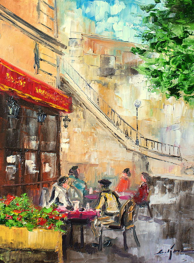 Paris Cafe Painting by Luke Karcz