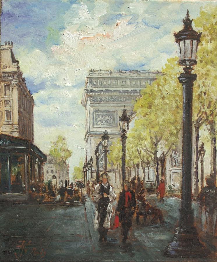 Paris Champs Elysees Painting by Irek Szelag