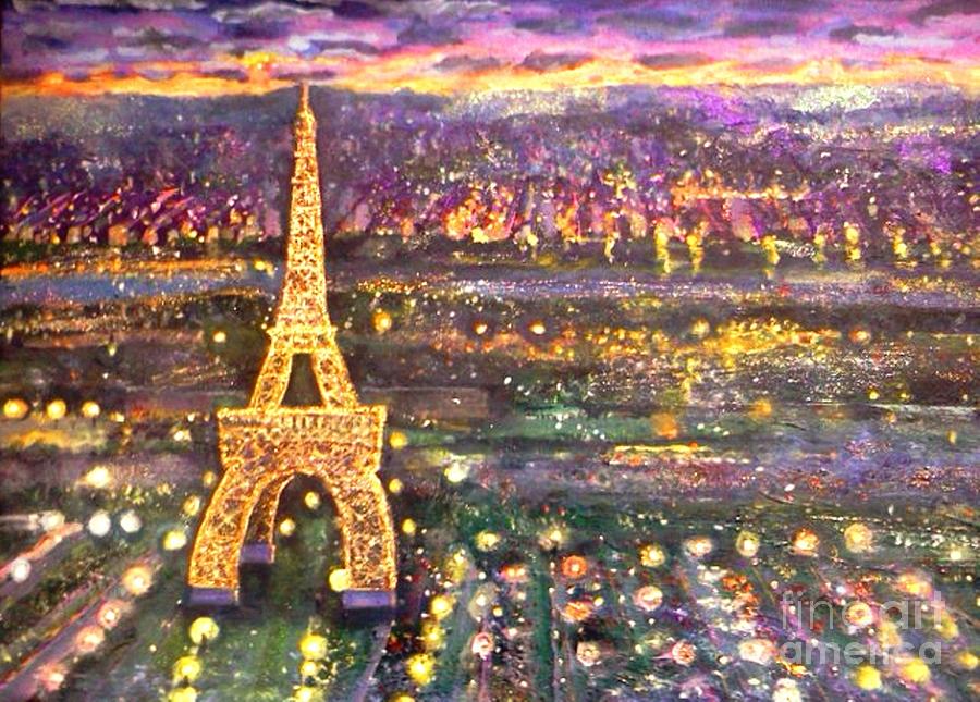Paris City of Lights Mixed Media by Rita Brown