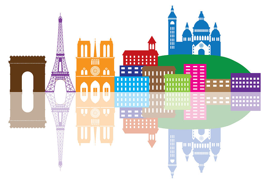 Paris City Skyline Silhouette Color Illustration Photograph