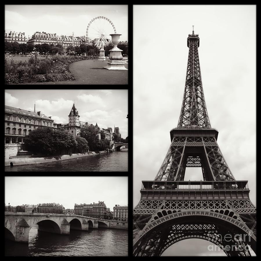 Paris Collage - Black and White Photograph by Carol Groenen