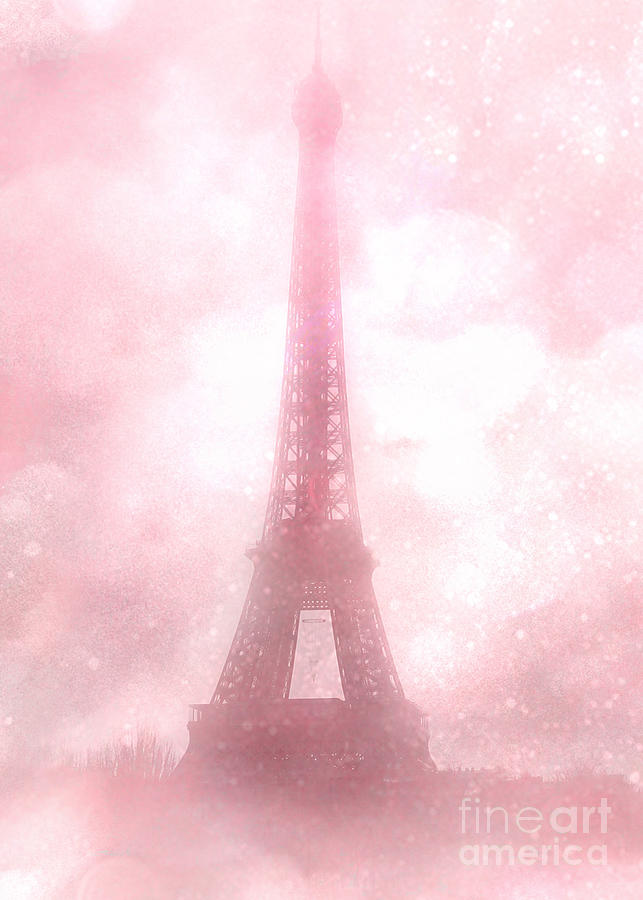 Paris Photograph - Paris Shabby Chic Pink Dreamy Romantic Eiffel Tower Fantasy Pink Clouds Fine Art by Kathy Fornal