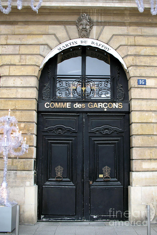 Paris Door Art - Paris Black and Gold Door Architecture - Paris Mens Clothing Shop Door Art Photograph by Kathy Fornal