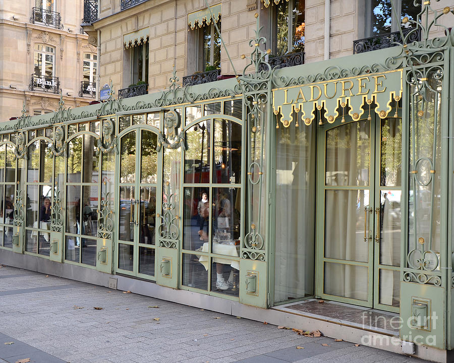 Paris Photograph - Paris Laduree Patisserie Door Sign Architecture - Paris Laduree Patisserie Bakery Macaron Shop by Kathy Fornal