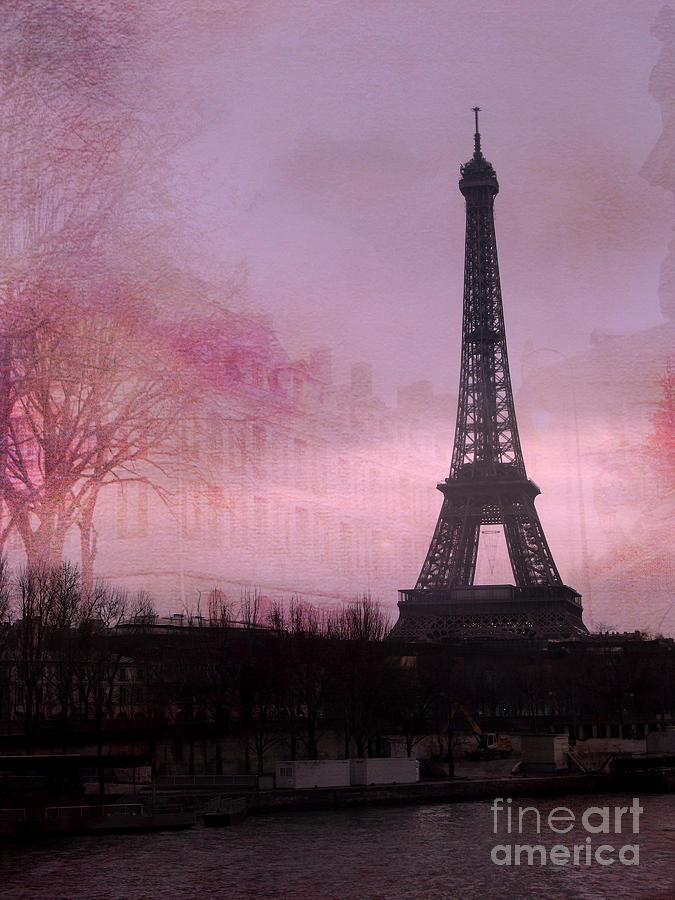 Paris Dreamy Romantic Paris Eiffel Tower Pink Architecture Eiffel Tower Photo Montage Photograph by Kathy Fornal
