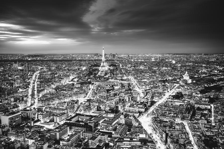 Paris Photograph - Paris - Eiffel Tower and City at Night by Vivienne Gucwa