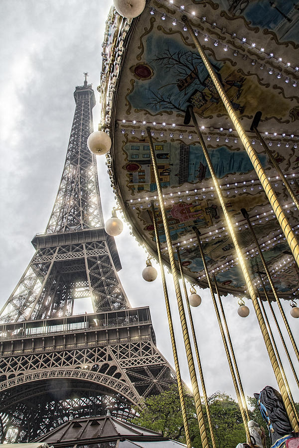 Paris Photograph - Paris Eiffel Tower and Merry Go Round by Georgia Clare