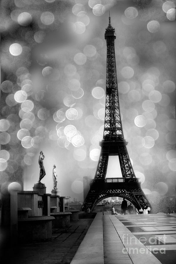 paris black and white rain