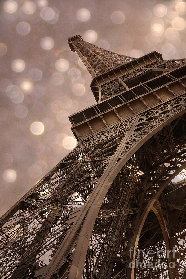 Paris Eiffel Tower Surreal Sepia Bokeh - Romantic Sepia Fantasy Eiffel Tower Photography Photograph by Kathy Fornal