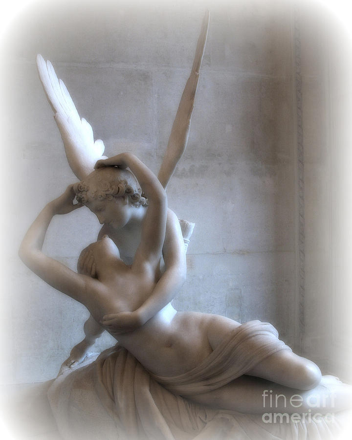 Paris Eros Psyche Angels Louvre Museum - Paris Angel Art - Paris Romantic Eros and Psyche Art  Photograph by Kathy Fornal