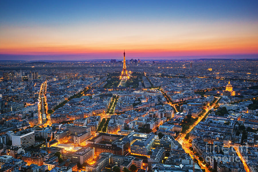 Paris France at sunset Photograph by Michal Bednarek