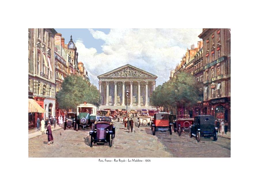 Paris France - The Rue Royal and The Madeleine - 1910 Digital Art by John Madison