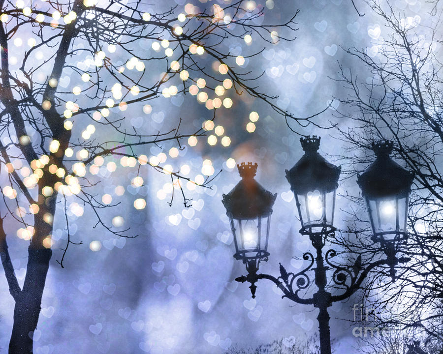 Paris Holiday Magical Sparkling Twinkling Lights - Paris Sparkling Street Lanterns Photograph by Kathy Fornal