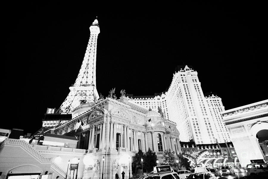 Las Vegas Photograph - Paris Hotel And Casino At Night Las Vegas Nevada Usa by Joe Fox
