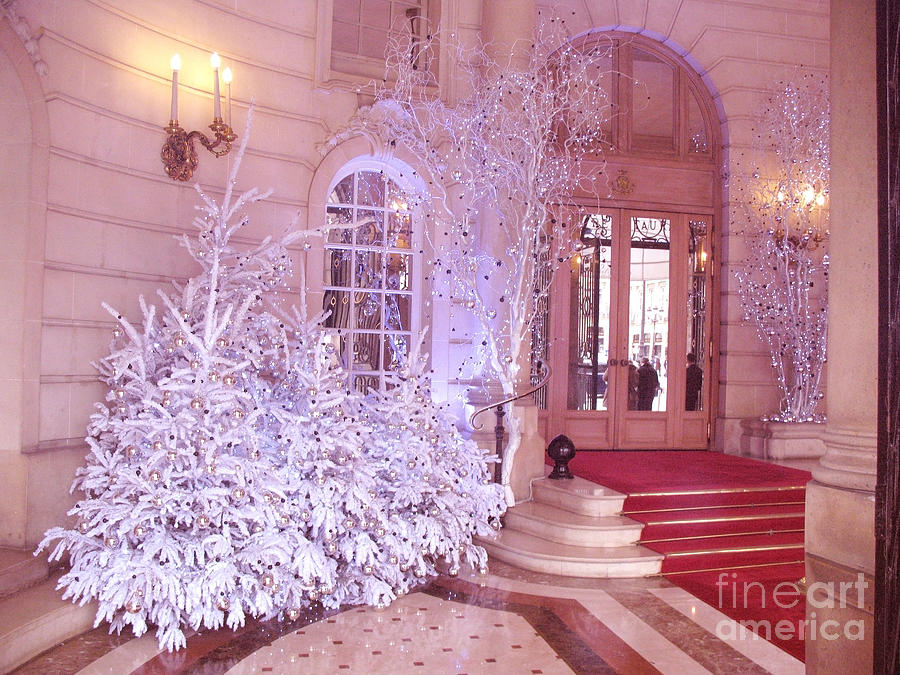 Paris Hotel Ritz Pink Sparkling Holiday Interior Architecture - Paris Hotel Ritz Christmas Photos Photograph by Kathy Fornal