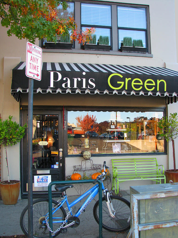 A Little Paris in Ashland - Storefront and Awning - Downtown Ashland Oregon - Local Color Photograph by Brooks Garten Hauschild
