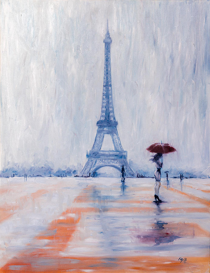 Paris in rain Painting by Kovacs Anna Brigitta