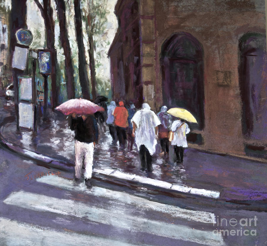 PARIS in the rain Pastel by Joyce Guariglia